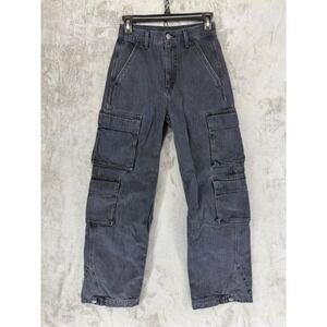 Denim Forum Aritzia The 90s Millie Hi-Rise Cargo Pants Washed Black Denim 25